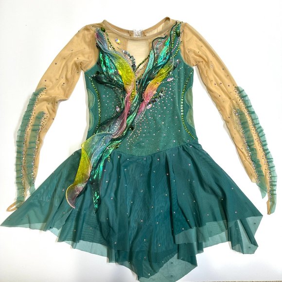 New Figure Skating Dress Size 10 (5~8T) with Hair Scrunchies (120~130cm) - Picture 2 of 10